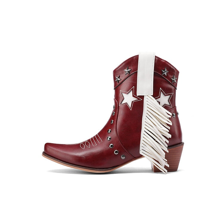 2024 New High Heeled Women Western Ankle Boots Pointed Toed