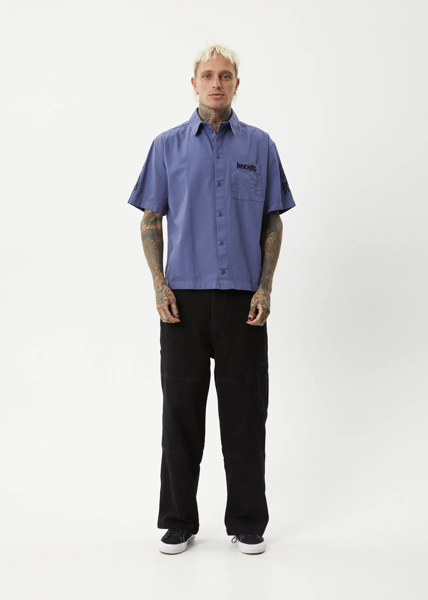 AFENDS Mens Scorched - Short Sleeve Shirt - Marlin