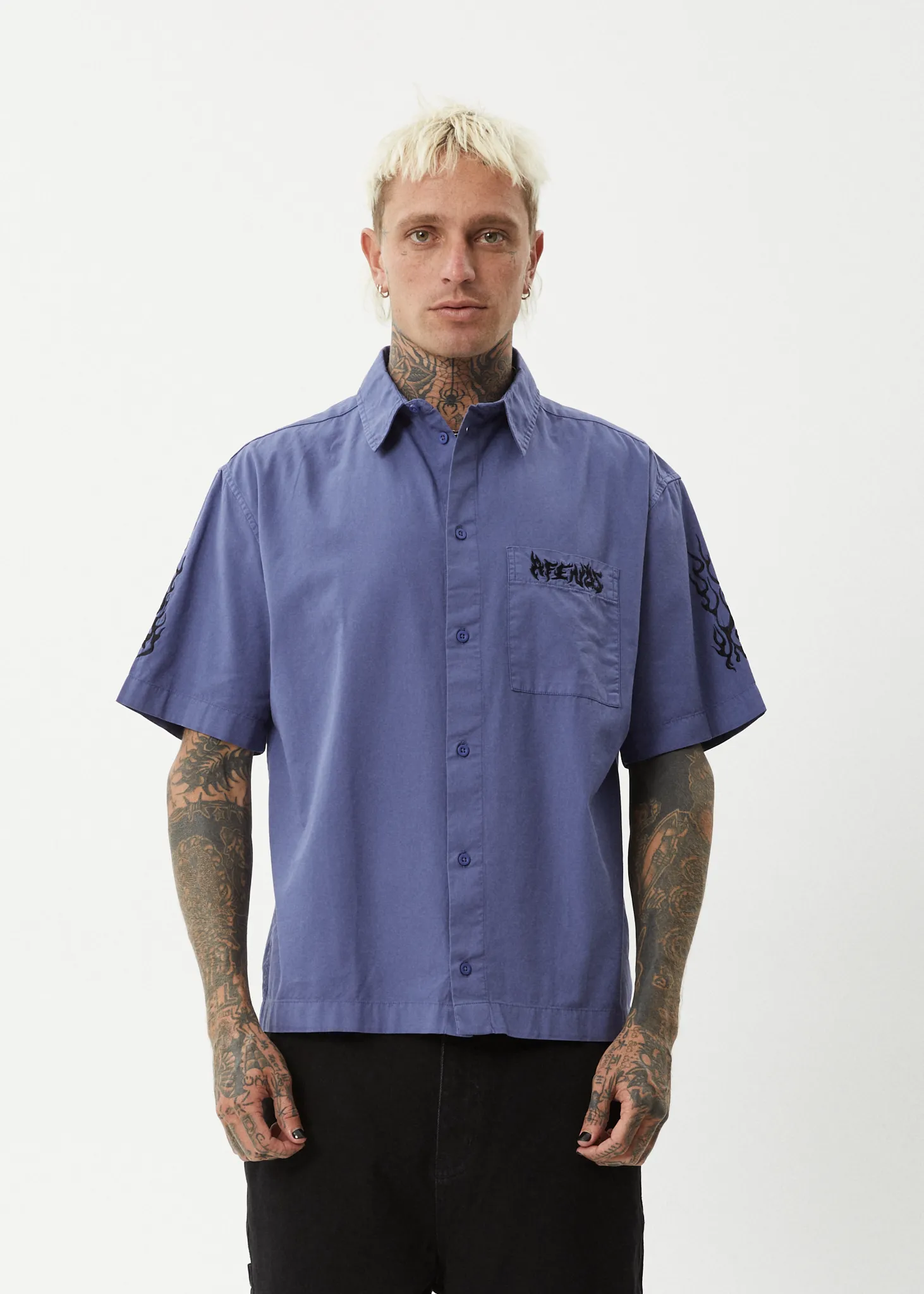 AFENDS Mens Scorched - Short Sleeve Shirt - Marlin