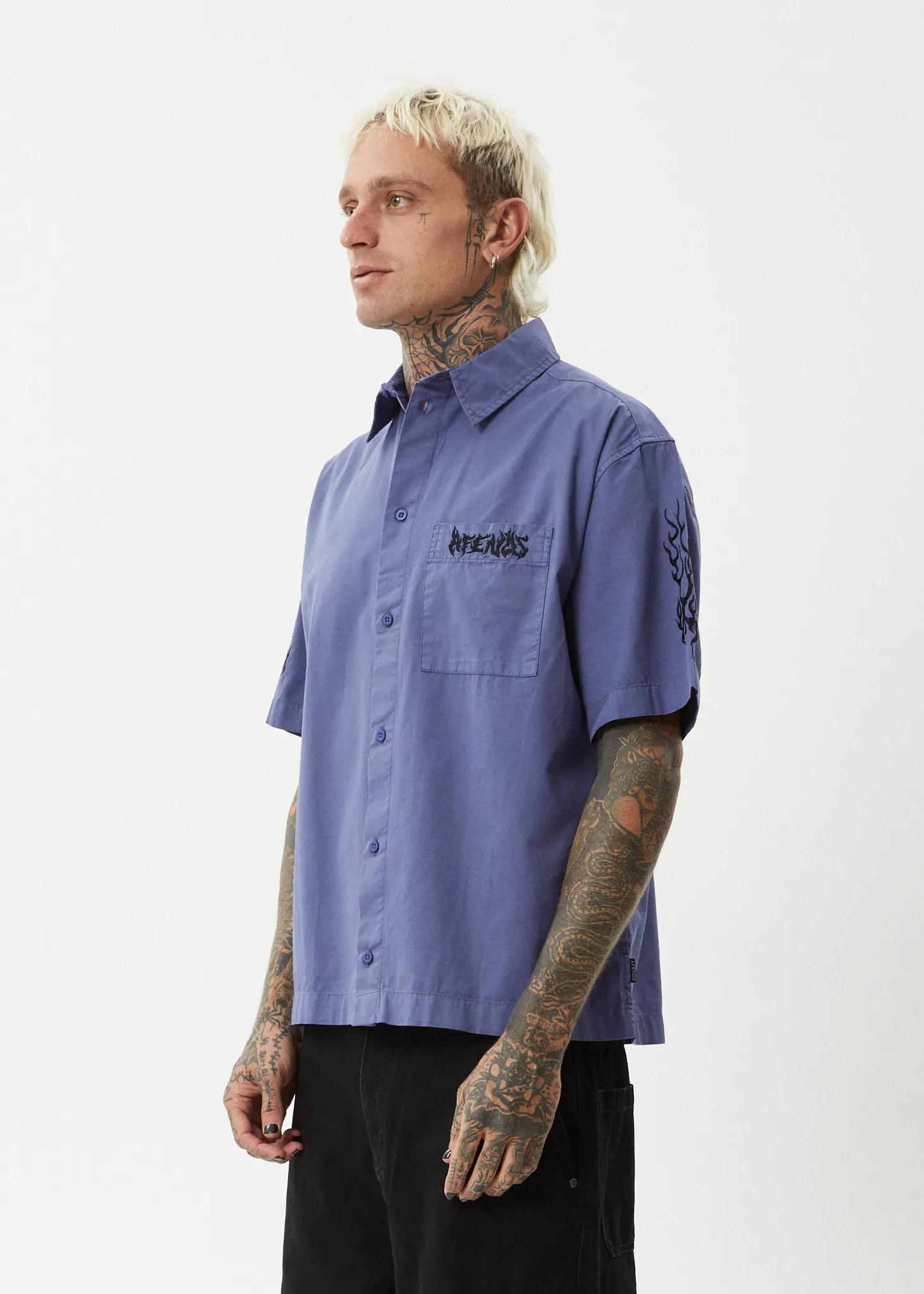 AFENDS Mens Scorched - Short Sleeve Shirt - Marlin