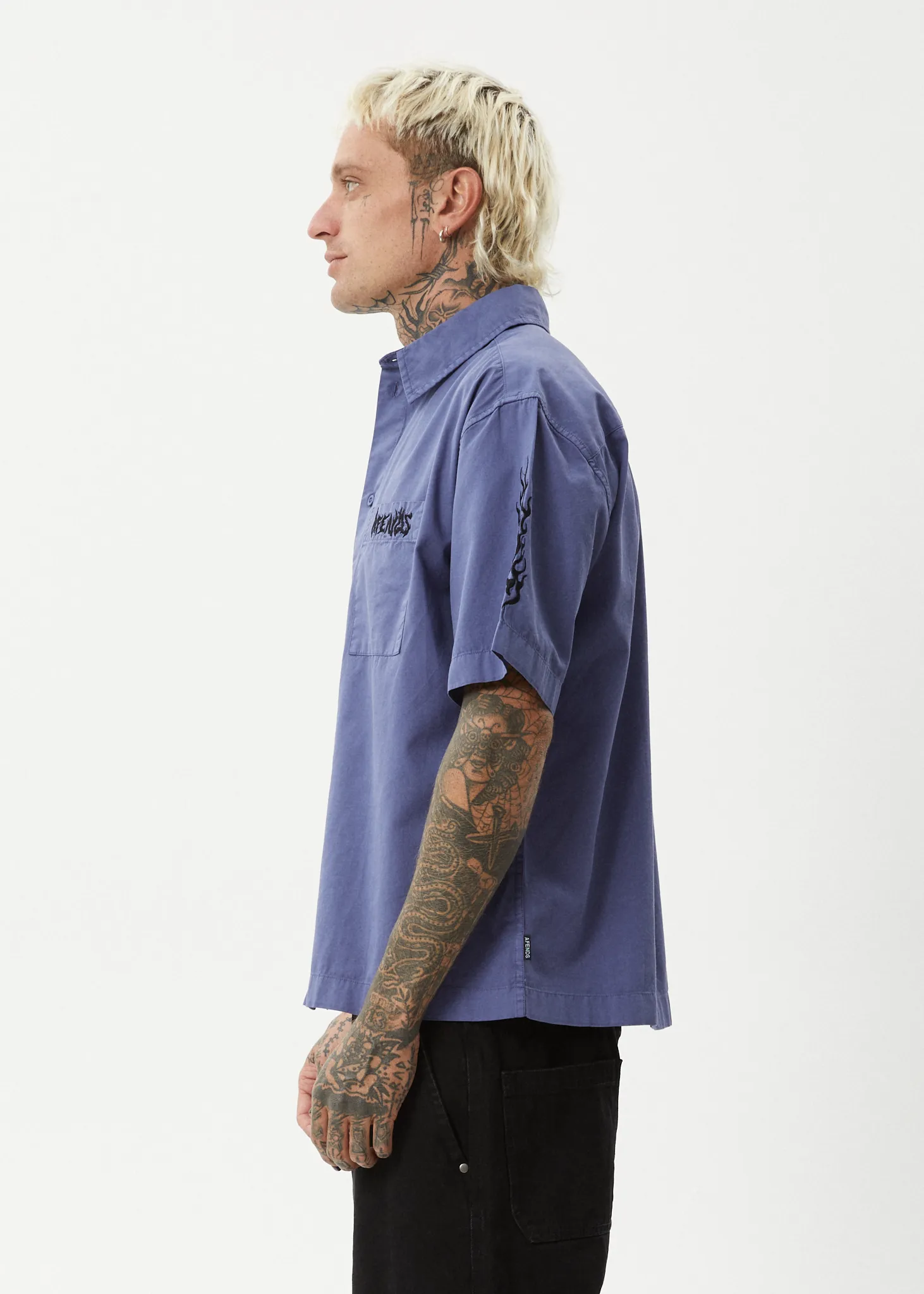 AFENDS Mens Scorched - Short Sleeve Shirt - Marlin