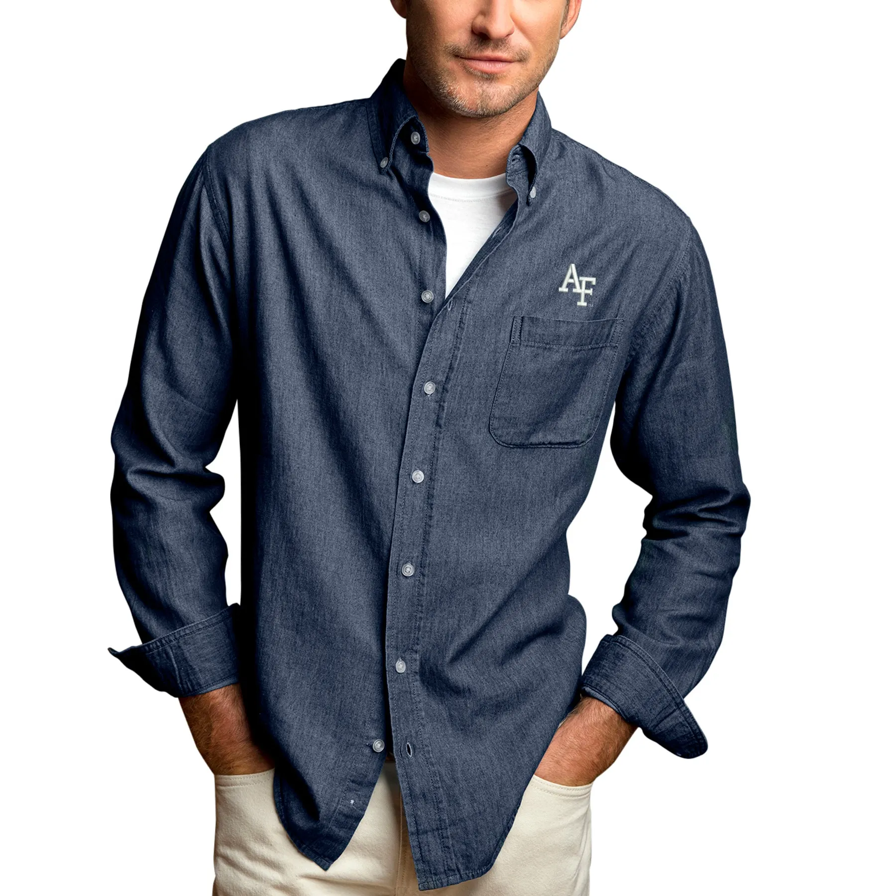 Air Force Falcons Blue Hudson Denim Long Sleeve Button-Down Shirt