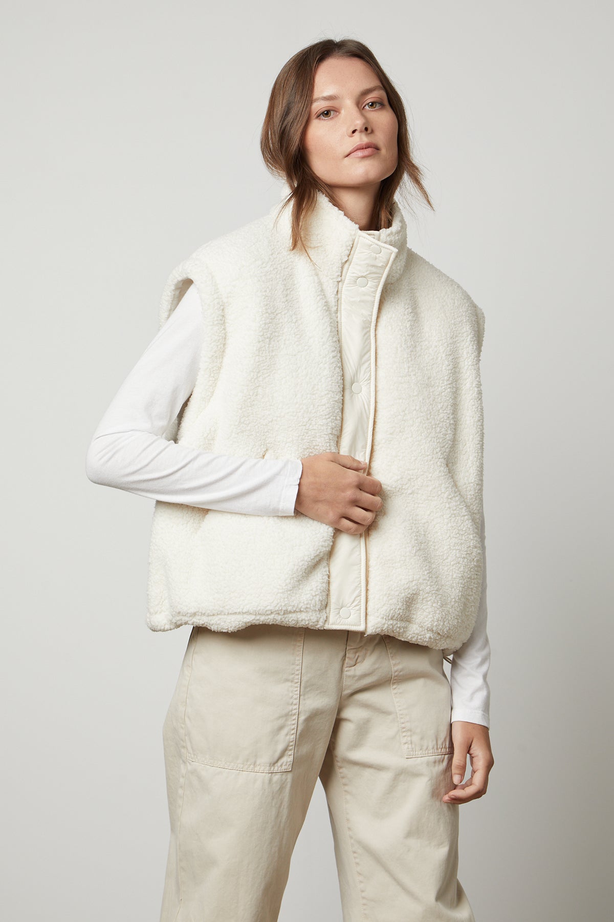 ALICIA REVERSIBLE PUFFER SHERPA VEST