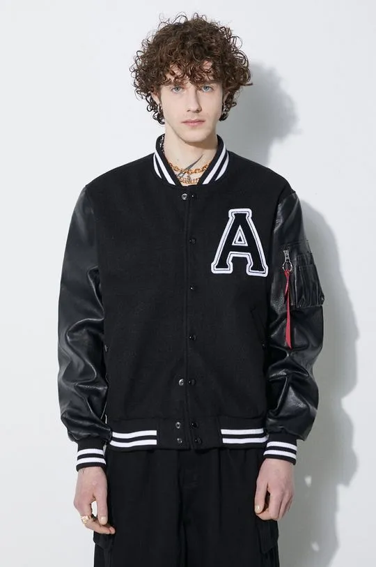 Alpha Industries bomber jacket PU College men’s black color 146111