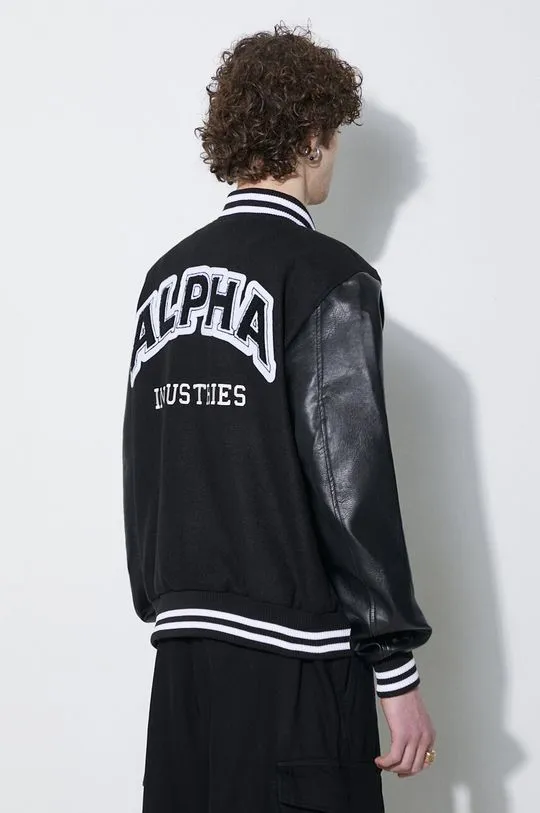 Alpha Industries bomber jacket PU College men’s black color 146111