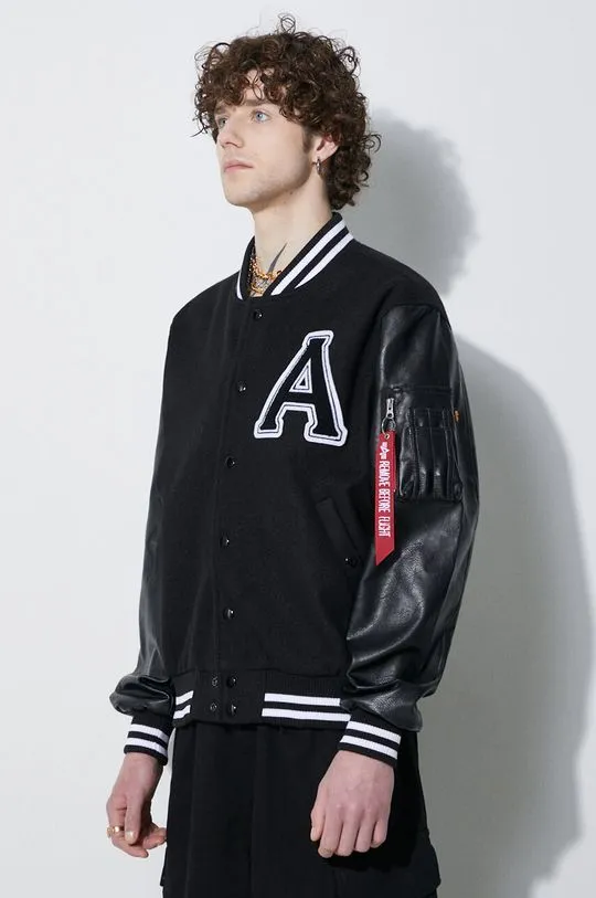 Alpha Industries bomber jacket PU College men’s black color 146111