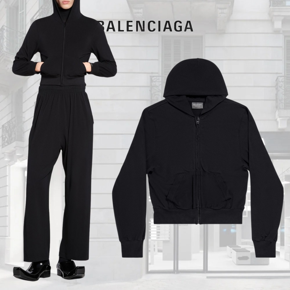 BALENCIAGA  |Women's Zip-up Hoodie Fitted in Black