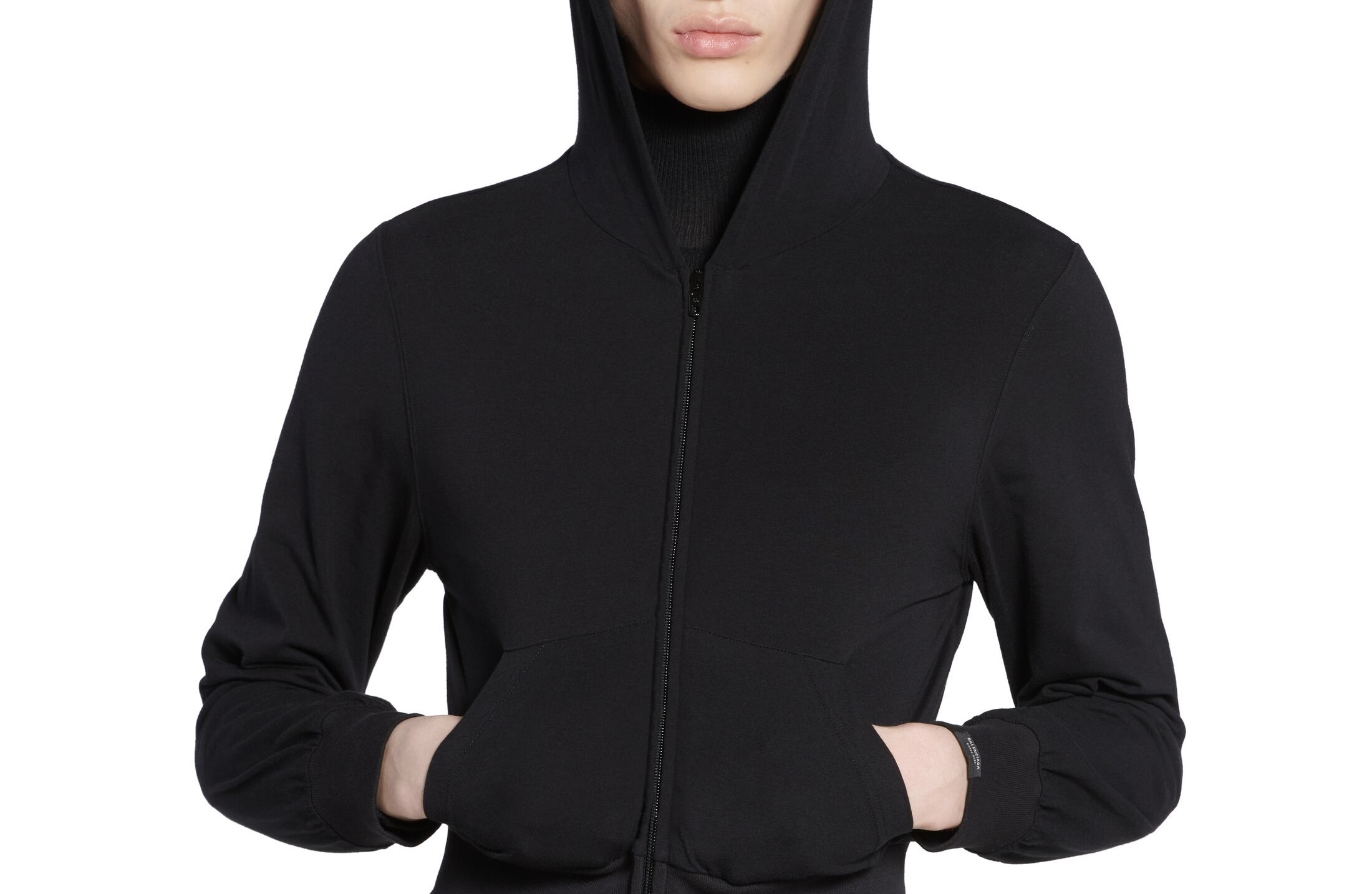 BALENCIAGA  |Women's Zip-up Hoodie Fitted in Black