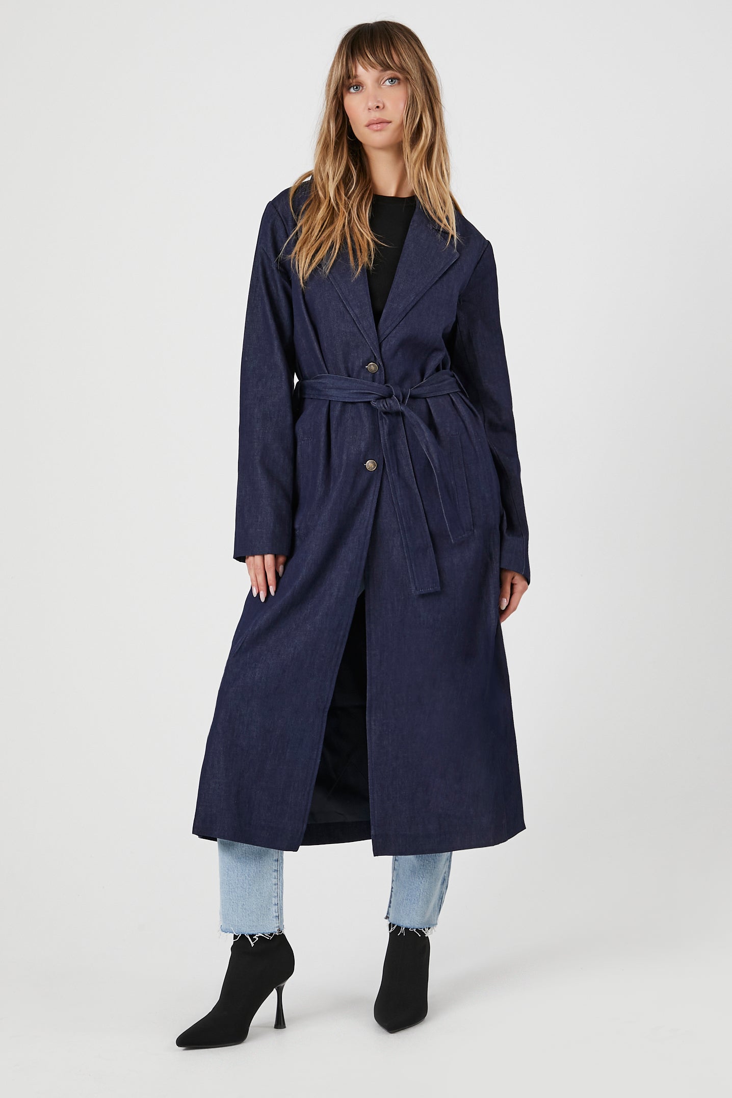 Belted Denim Trench Coat