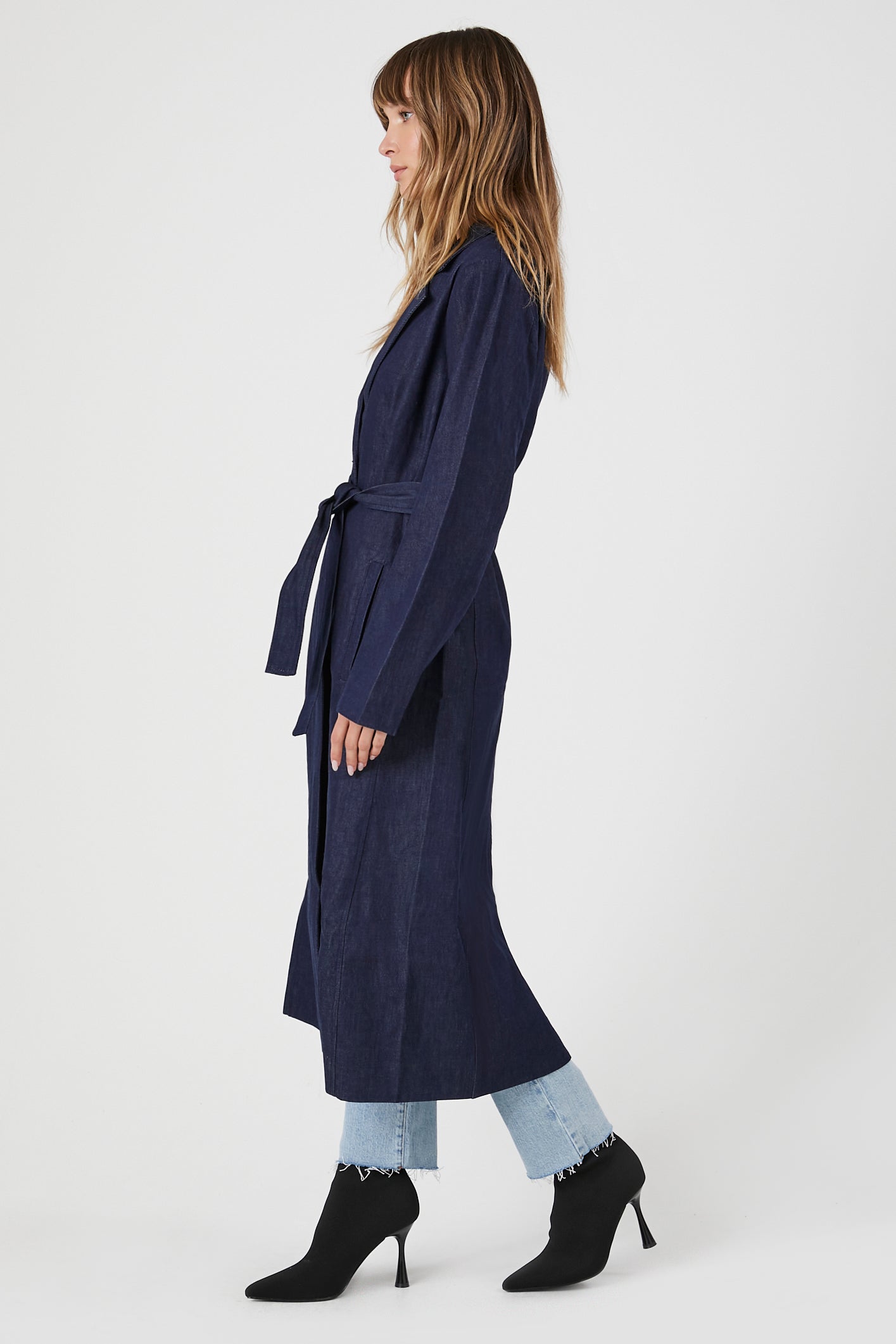 Belted Denim Trench Coat