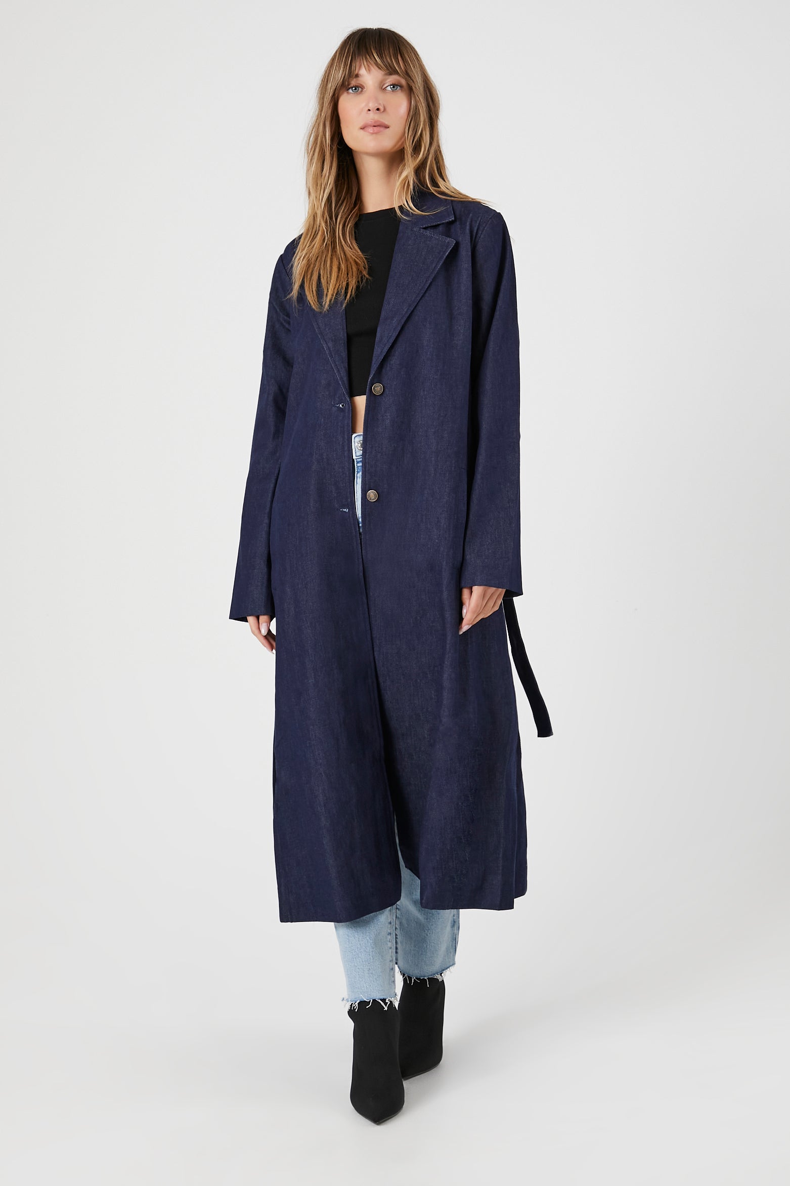 Belted Denim Trench Coat