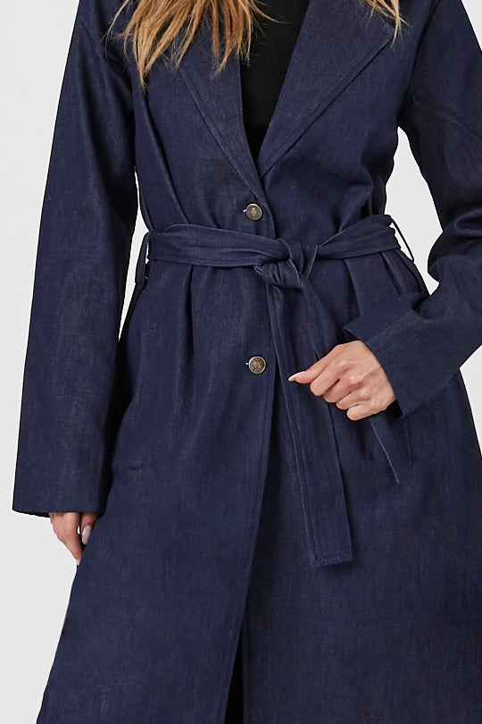 Belted Denim Trench Coat