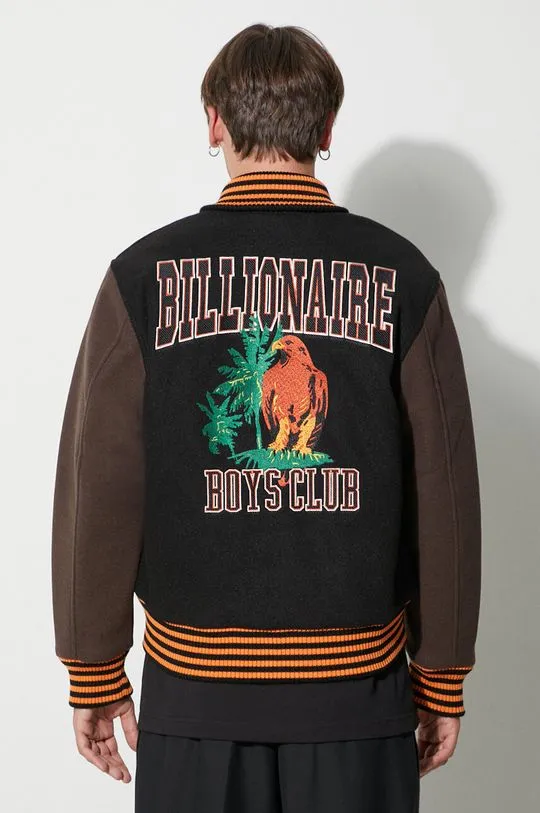 Billionaire Boys Club bomber jacket TROPICAL VARSITY JACKET men’s black color B23301