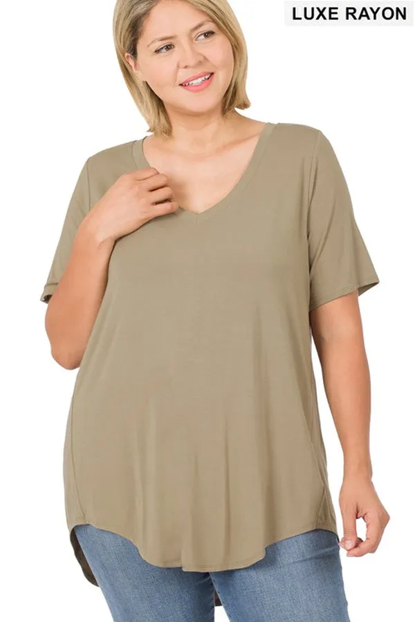 BK Basics PLUS Luxe Rayon V-neck Tee