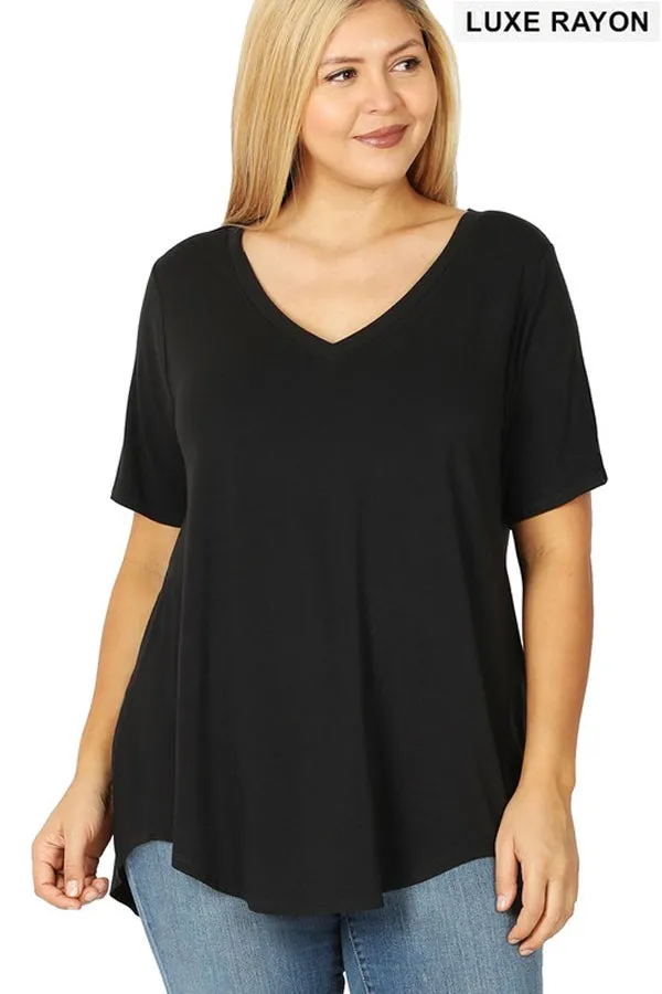 BK Basics PLUS Luxe Rayon V-neck Tee