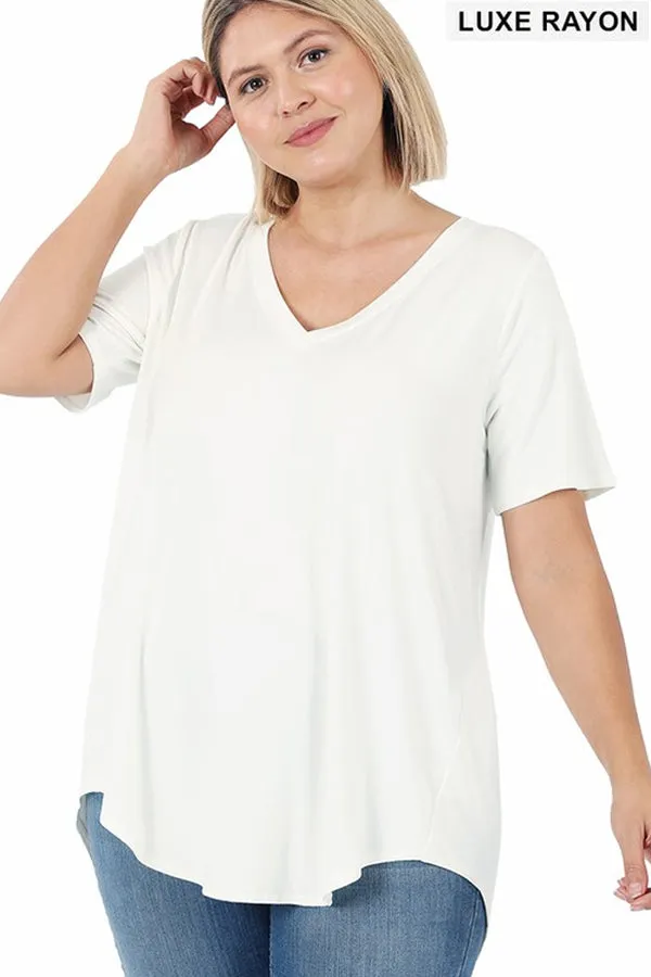 BK Basics PLUS Luxe Rayon V-neck Tee