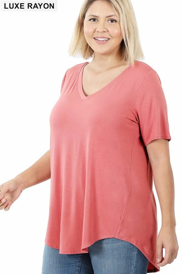 BK Basics PLUS Luxe Rayon V-neck Tee