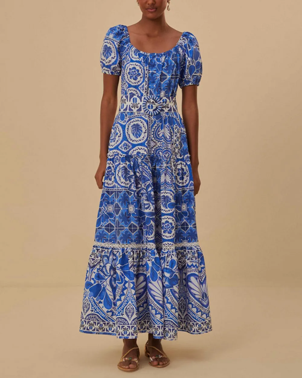 Blue Tile Print Dream Maxi Dress