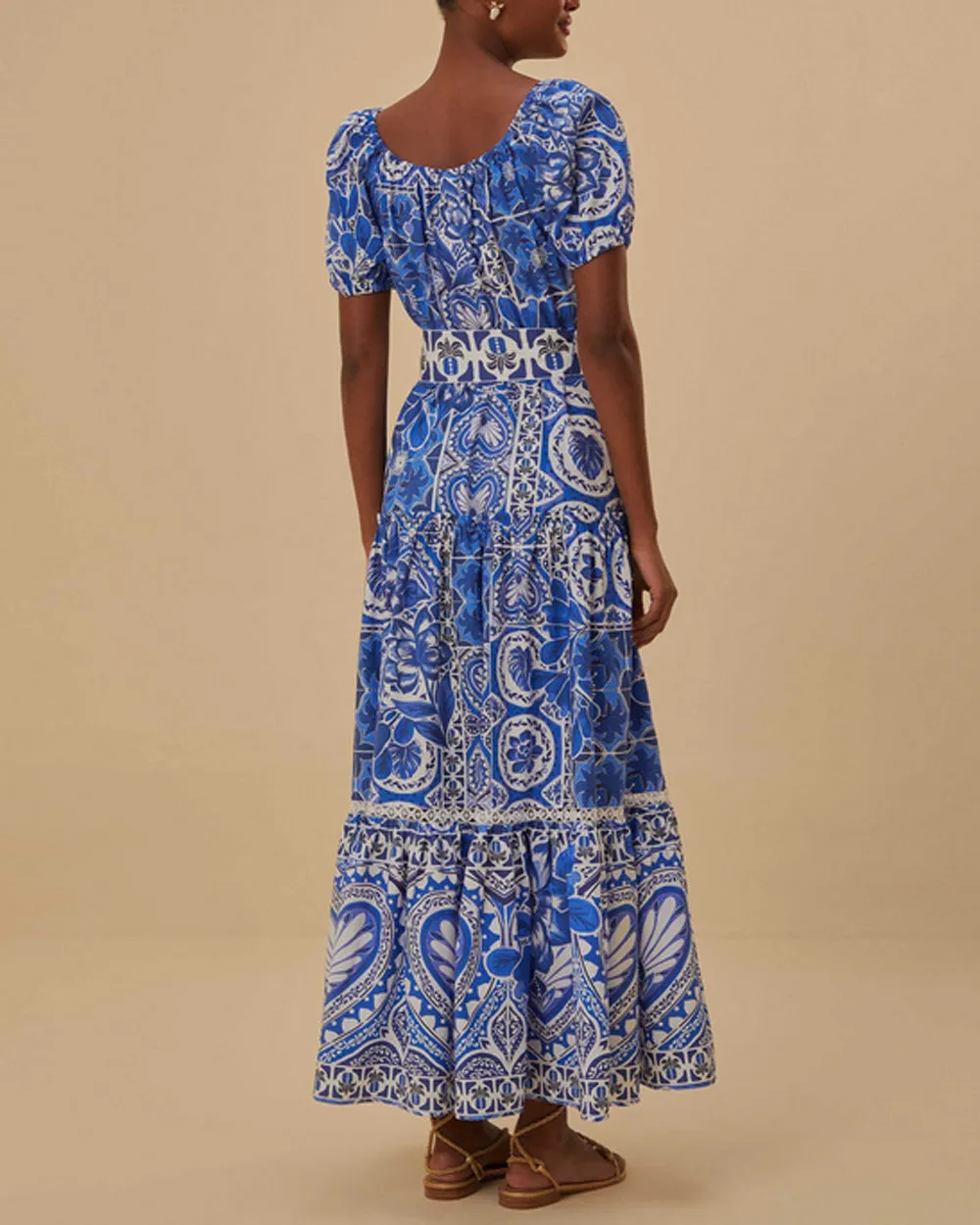 Blue Tile Print Dream Maxi Dress