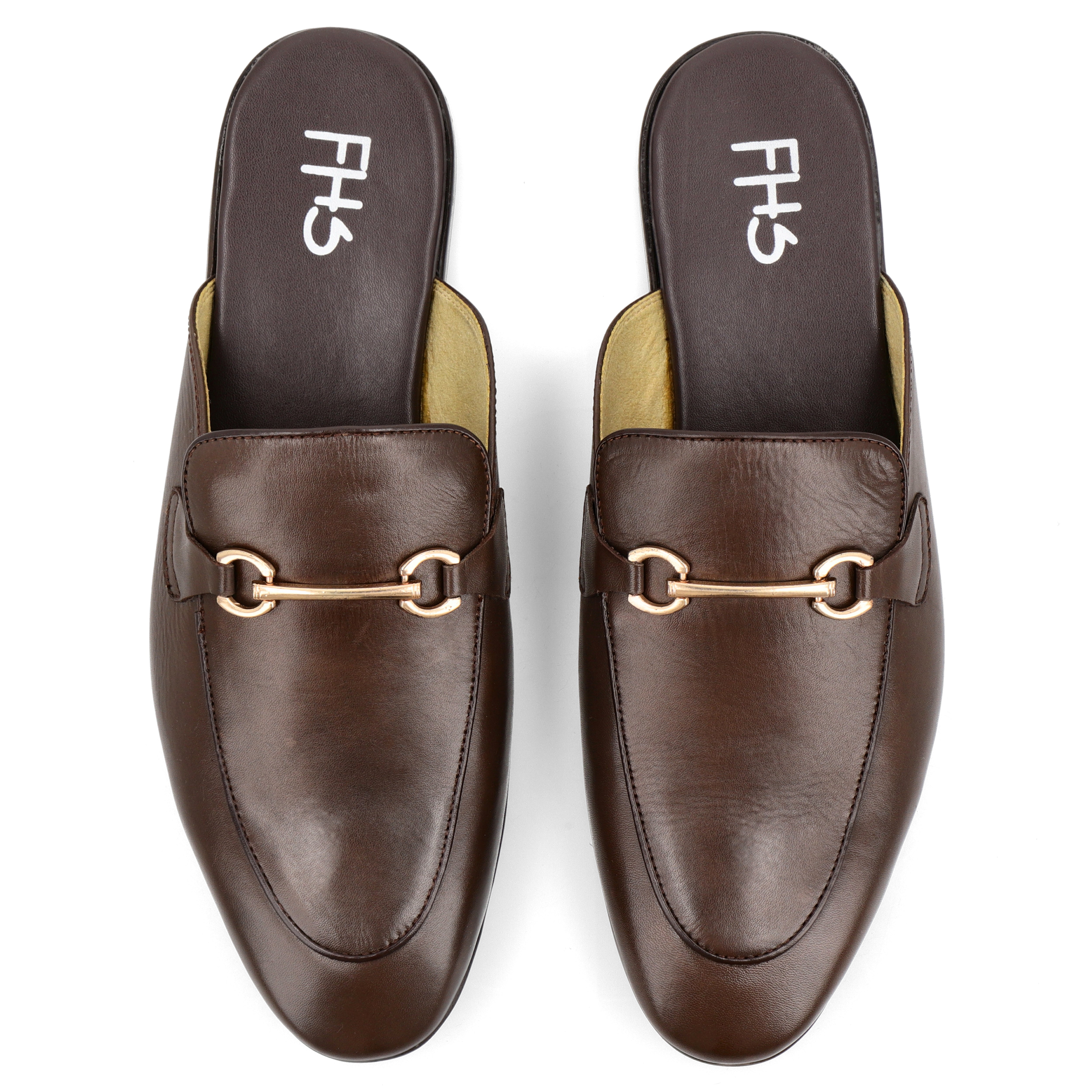 Brass Buckled Half Moccasins-Brown