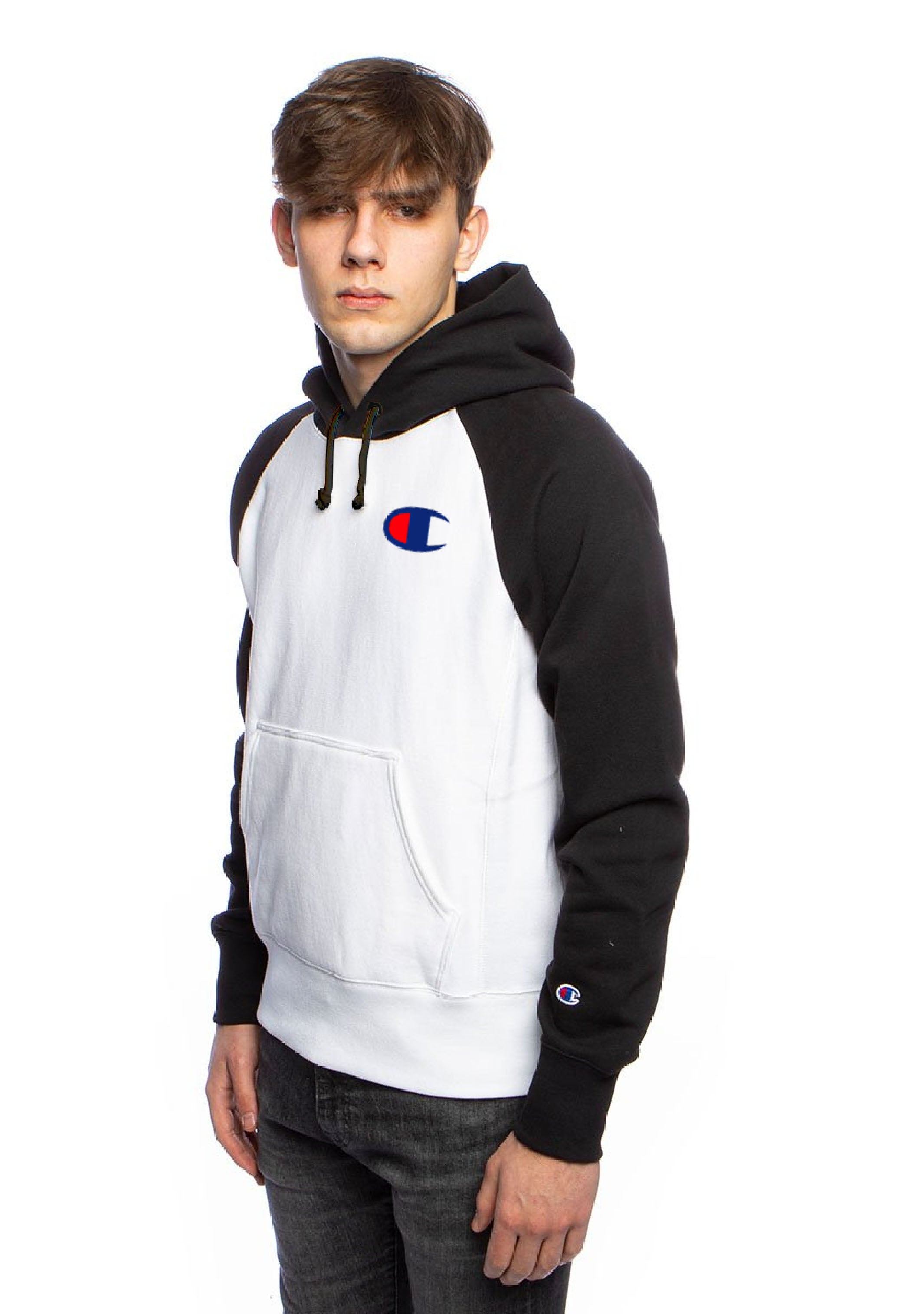 Champion Mens Lightweight Terry Colour Block Hoodie <br> AW44N BAW