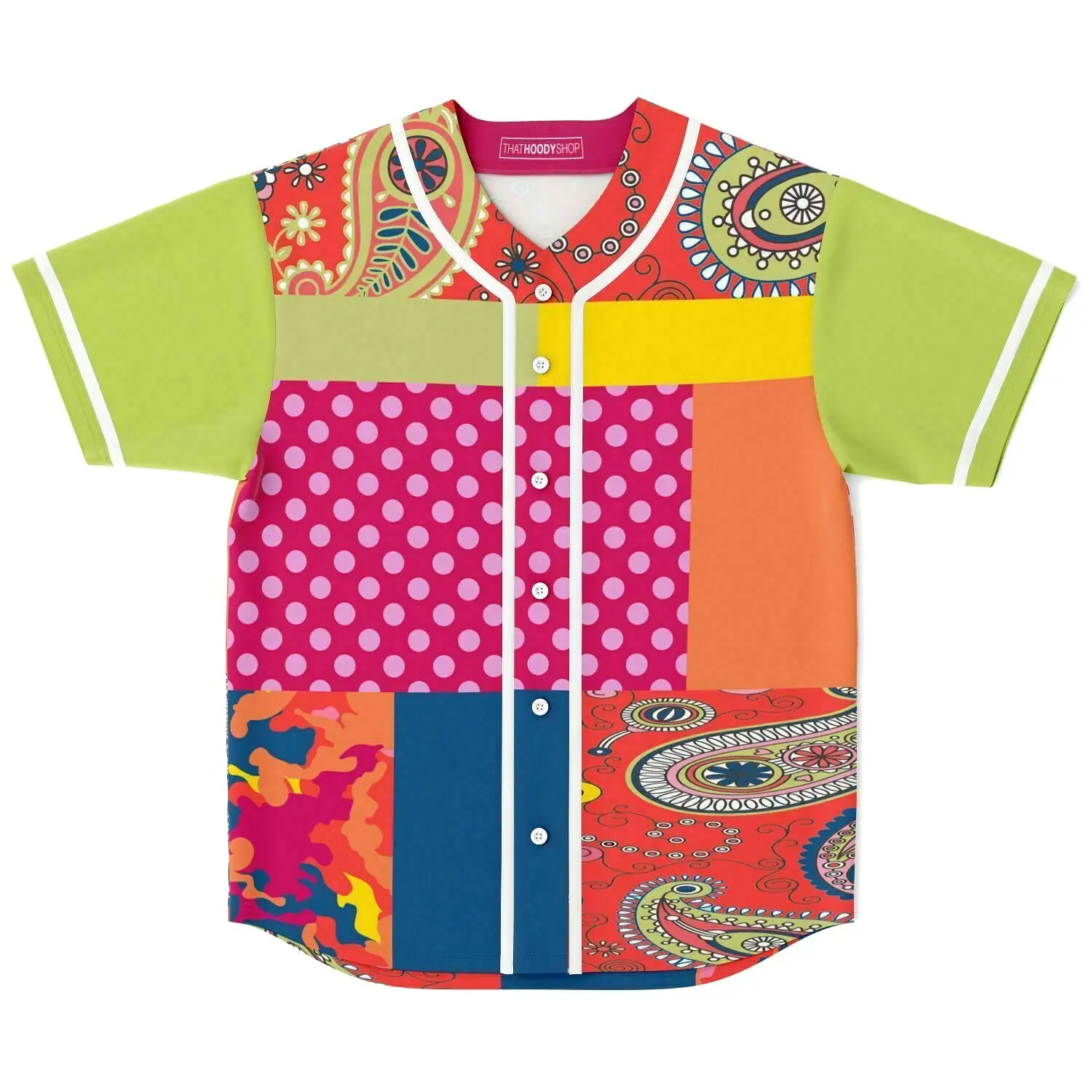 Chili Pepper Patchwork Button Front Jersey