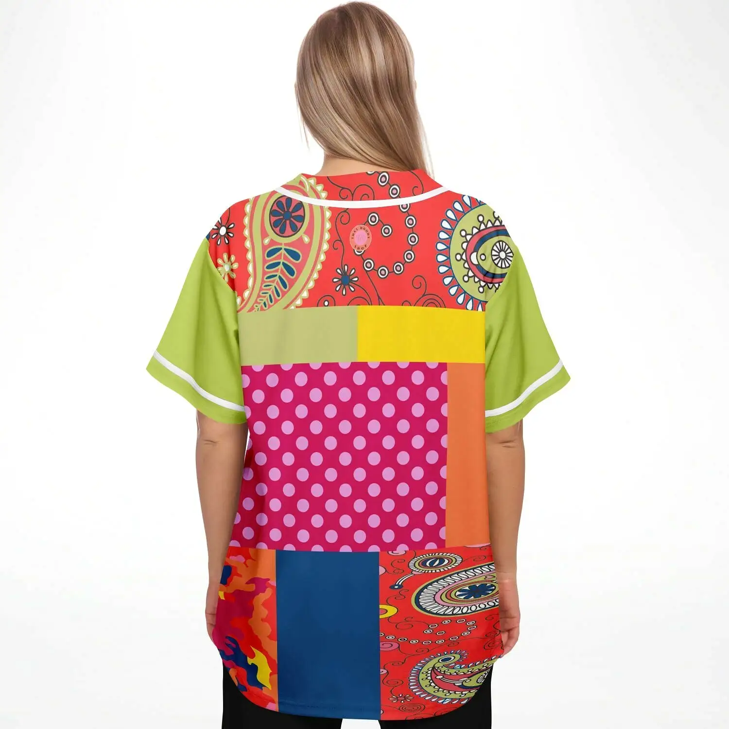 Chili Pepper Patchwork Button Front Jersey