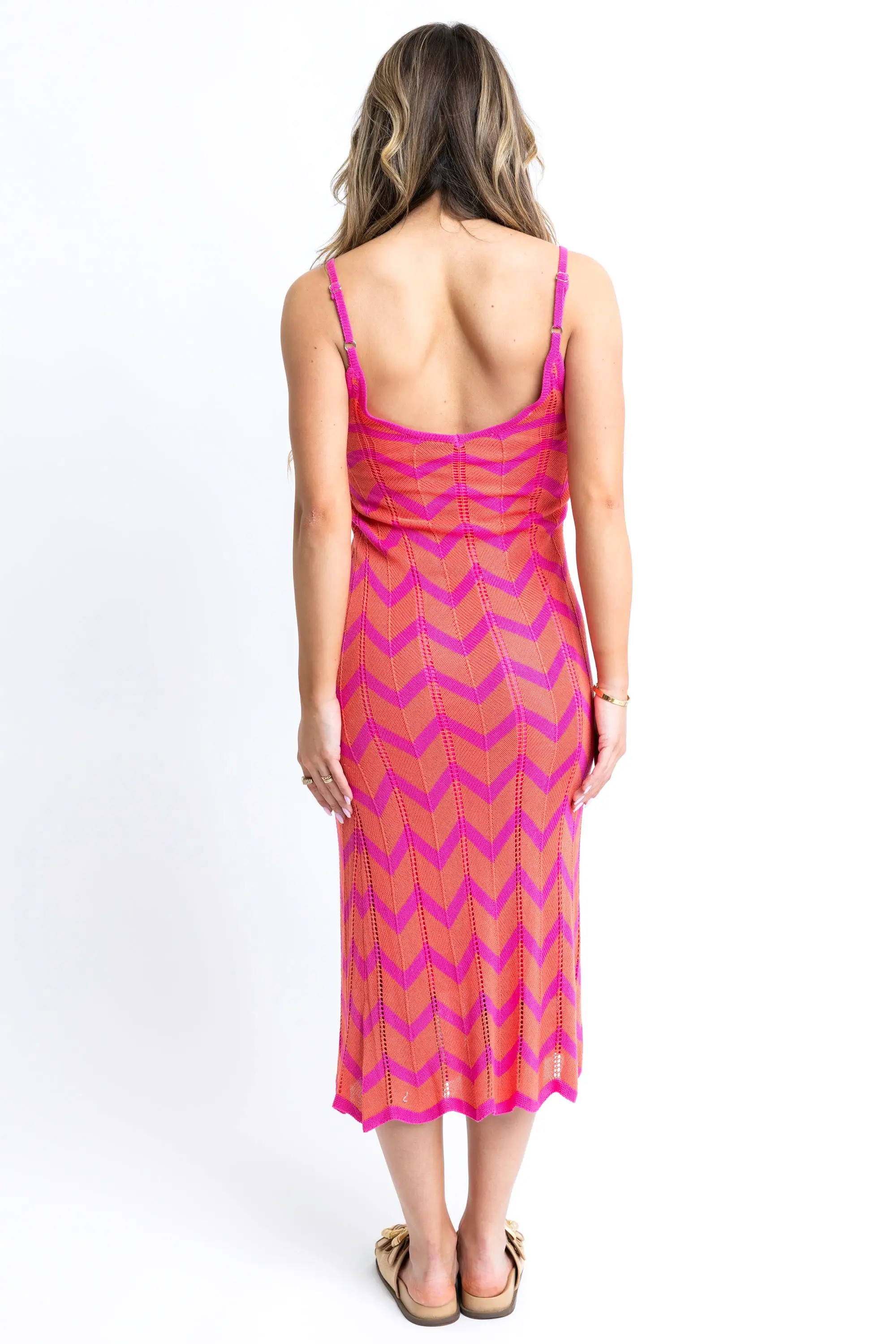 Color Block Chevron Midi Dress