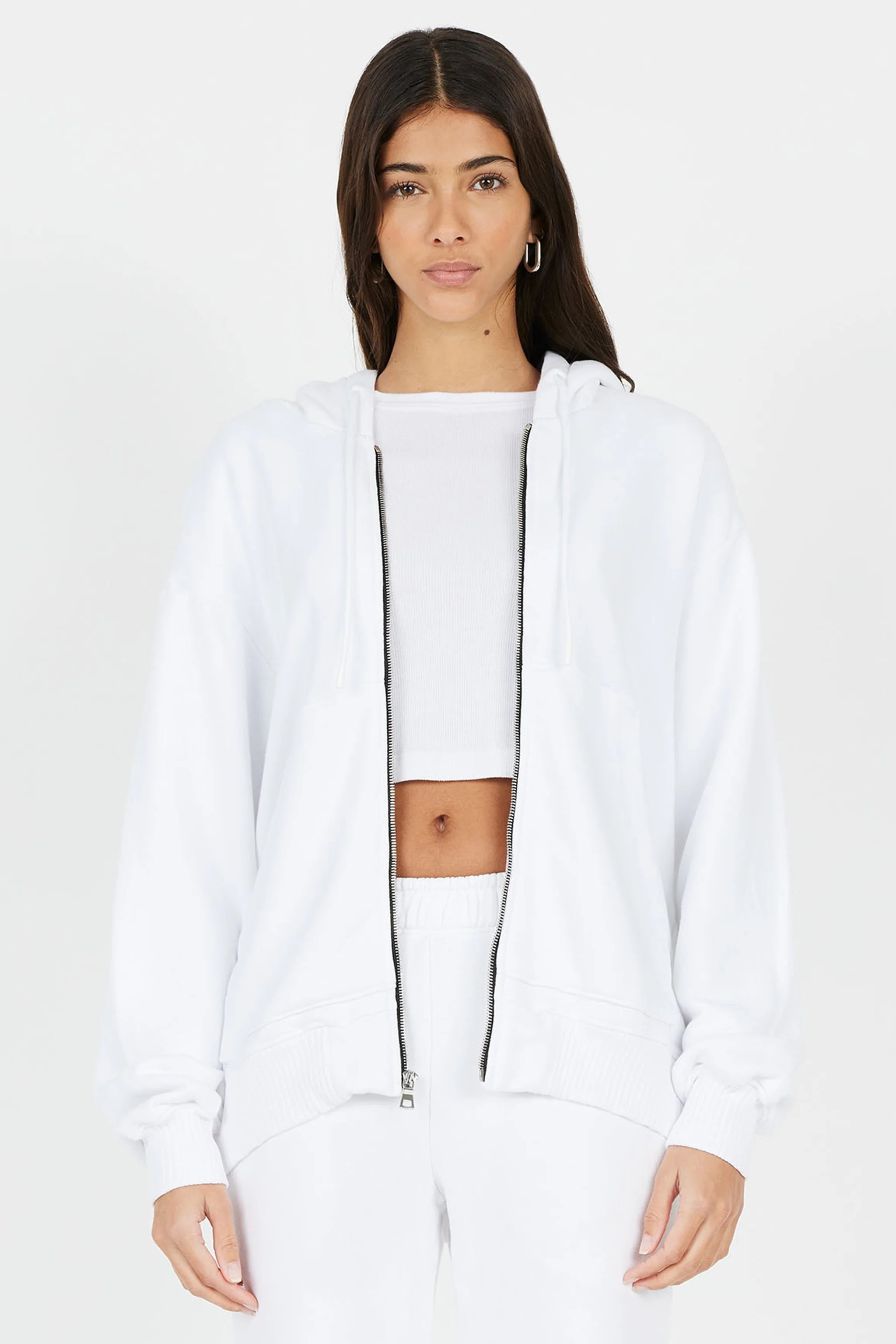 Cotton Citizen BROOKLYN OVERSIZED ZIP HOODIE - WHITE