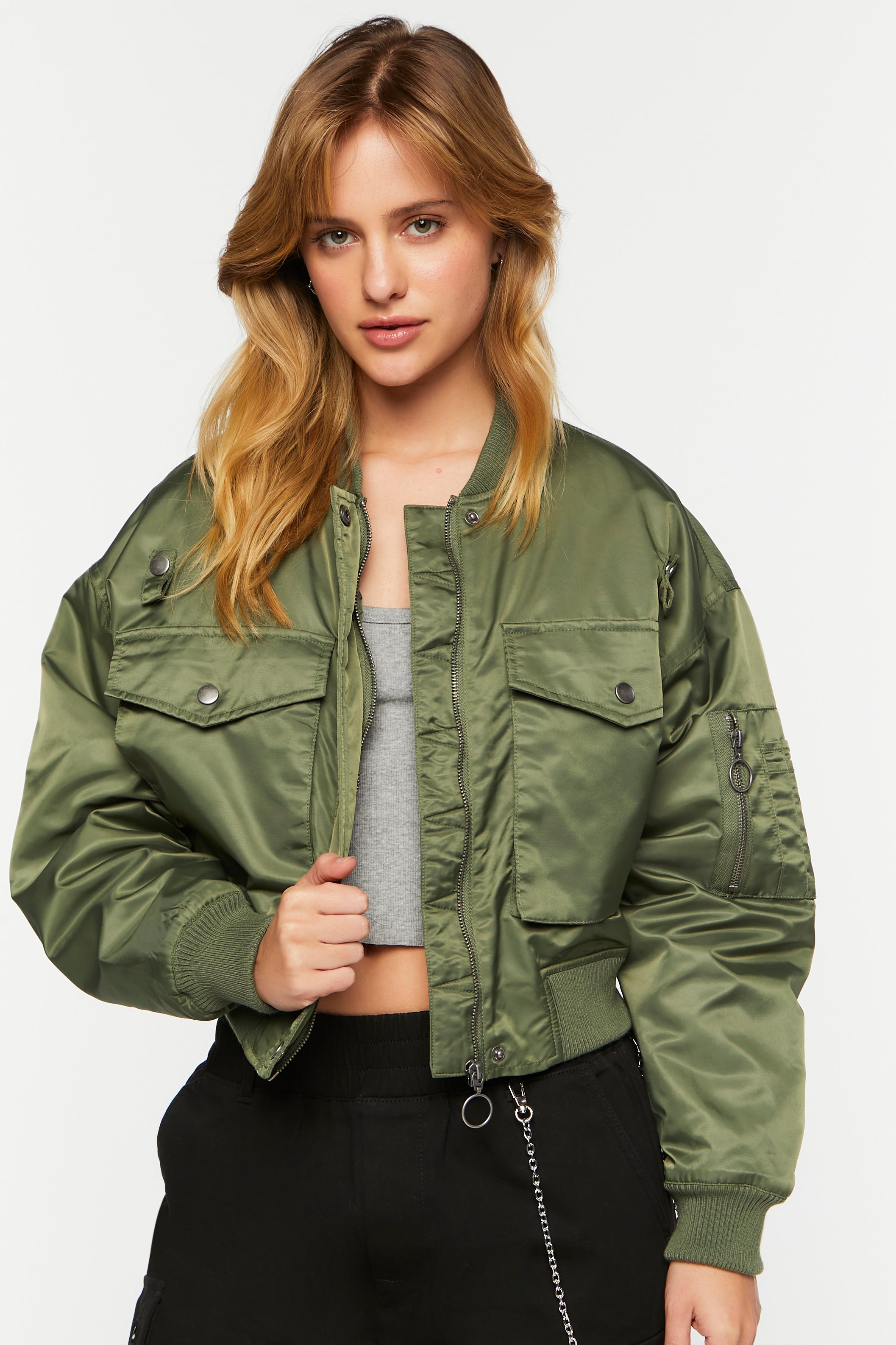 Cropped Bomber Jacket