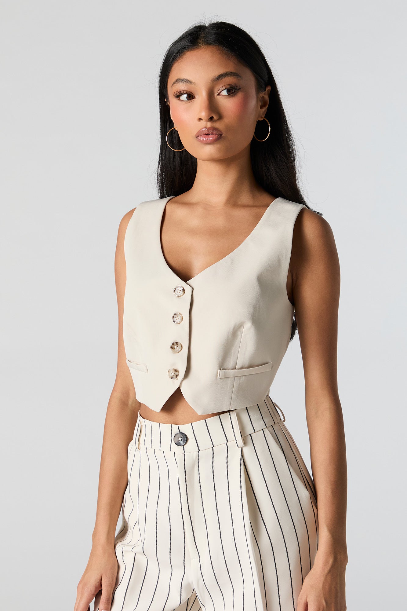 Cropped Welt Pocket Vest