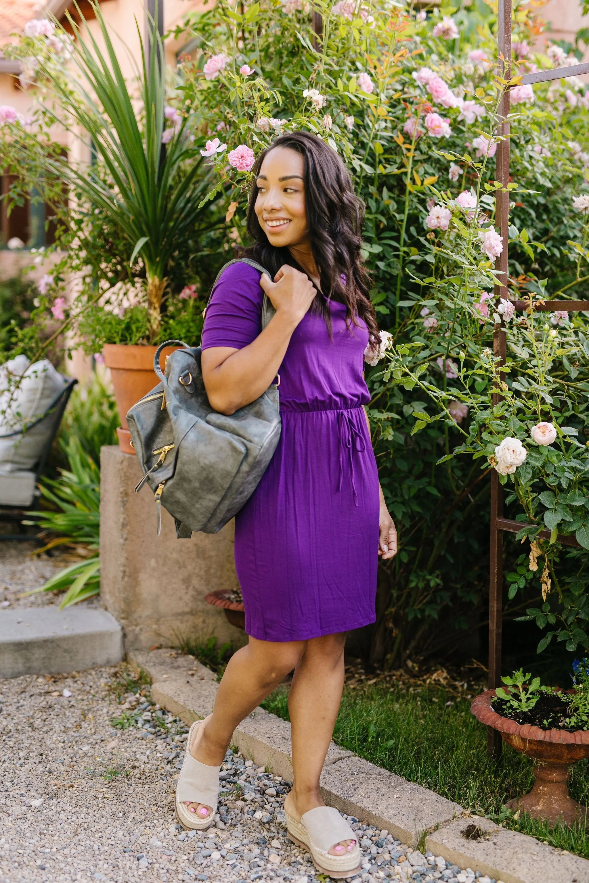 Cute Comfort Dress In Purple - On Hand