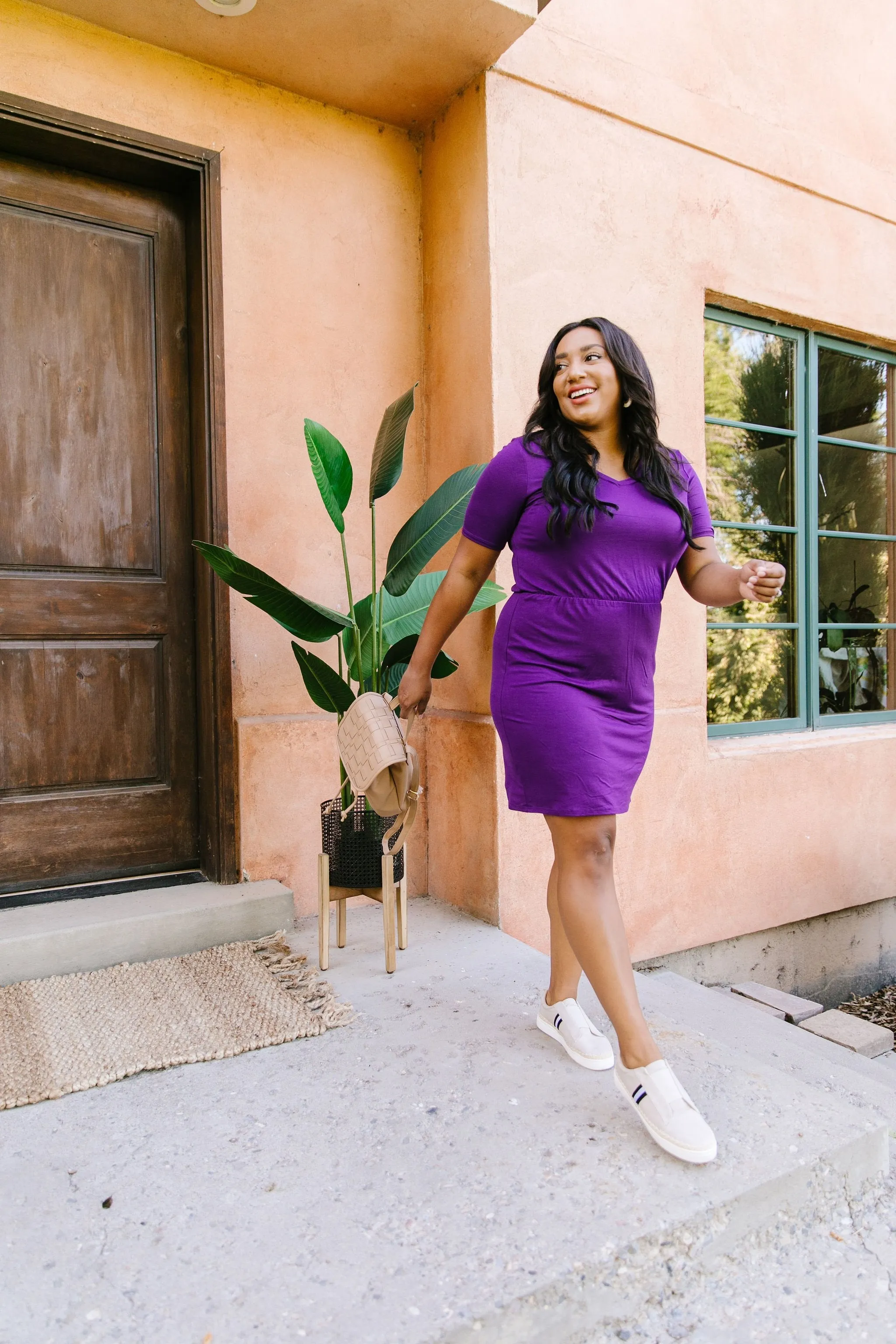 Cute Comfort Dress In Purple - On Hand