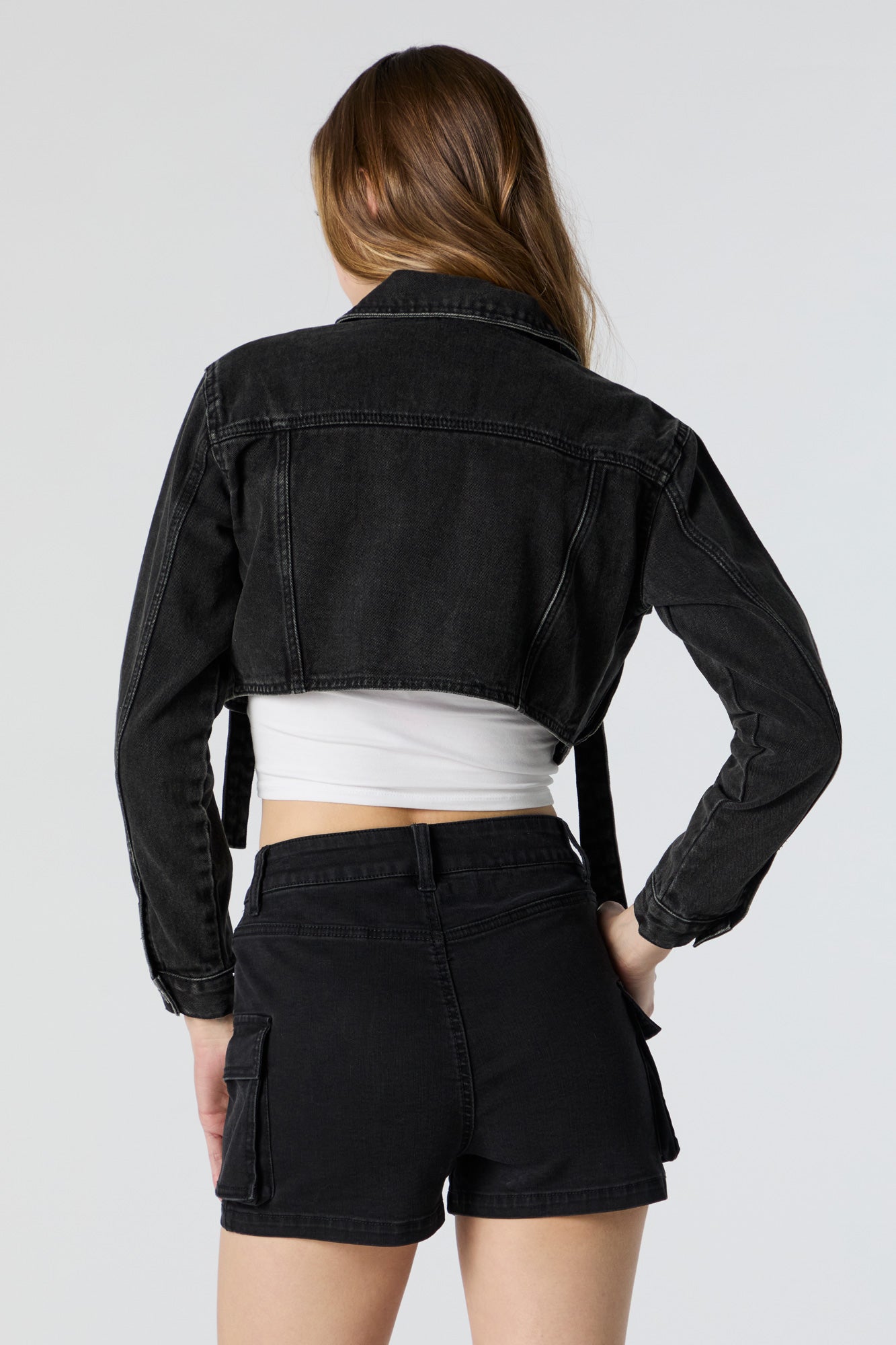 D-Ring Cropped Denim Jacket