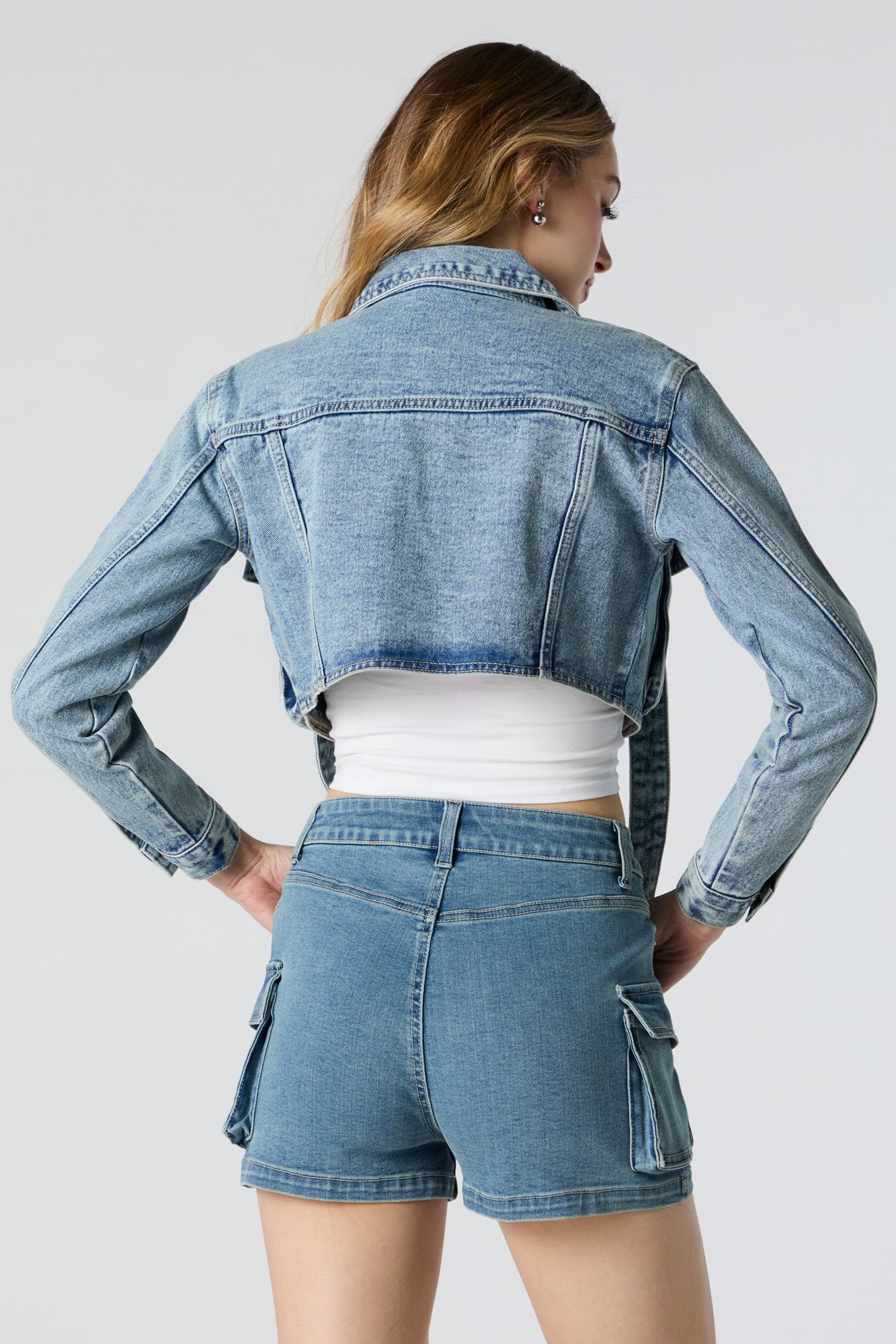 D-Ring Cropped Denim Jacket