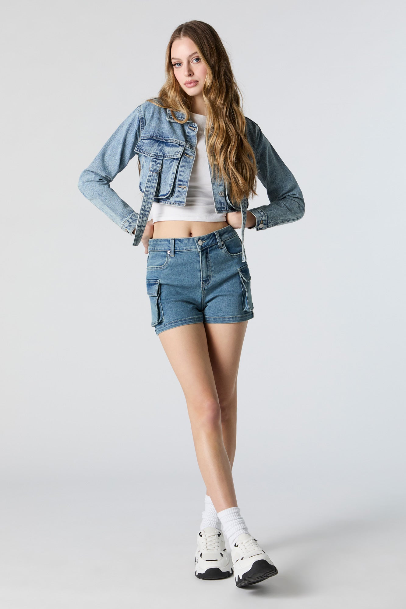 D-Ring Cropped Denim Jacket