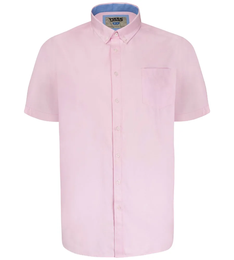 D555 Big Mens Pink Oxford Short Sleeve Shirt (JAMES PINK)