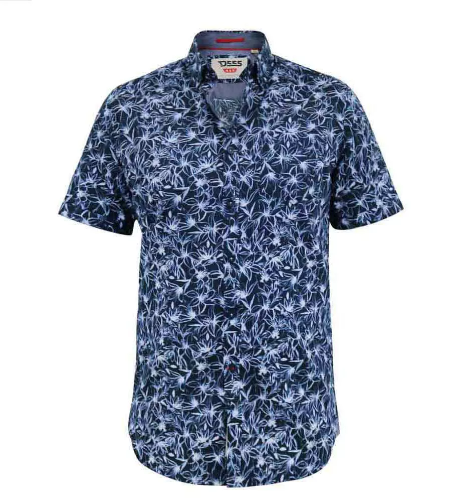 D555 Mens Navy Short Sleeve Shirt With Floral Print (PADBURY)