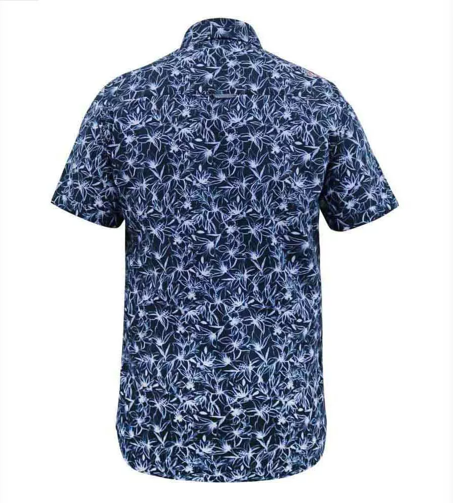 D555 Mens Navy Short Sleeve Shirt With Floral Print (PADBURY)