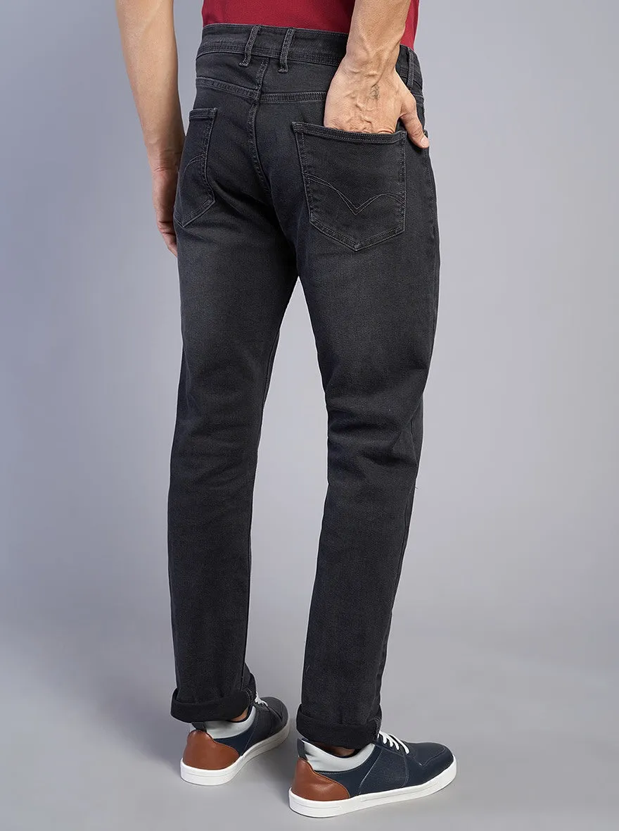 Dark Grey Washed Straight Fit Jeans | JadeBlue