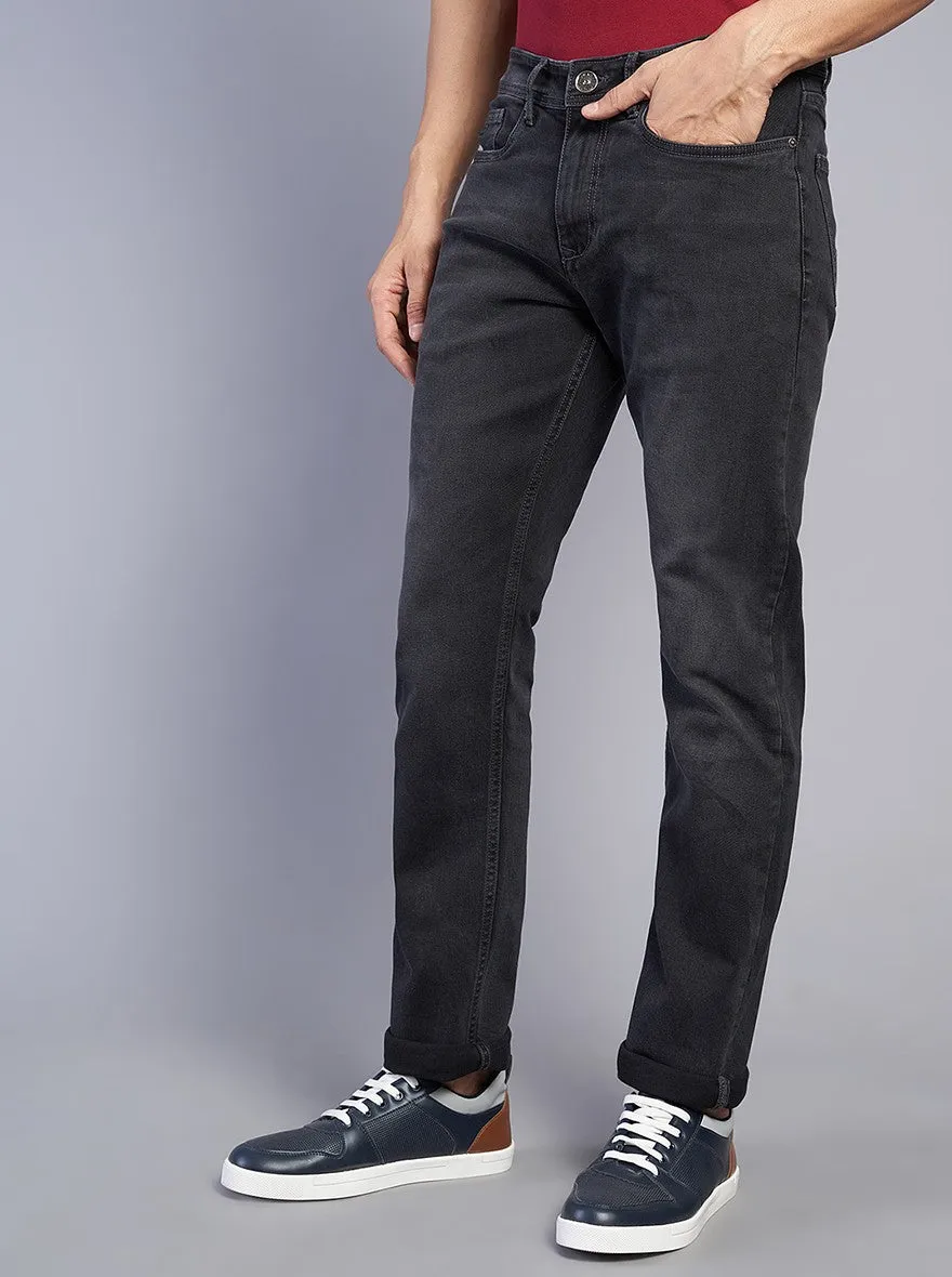 Dark Grey Washed Straight Fit Jeans | JadeBlue