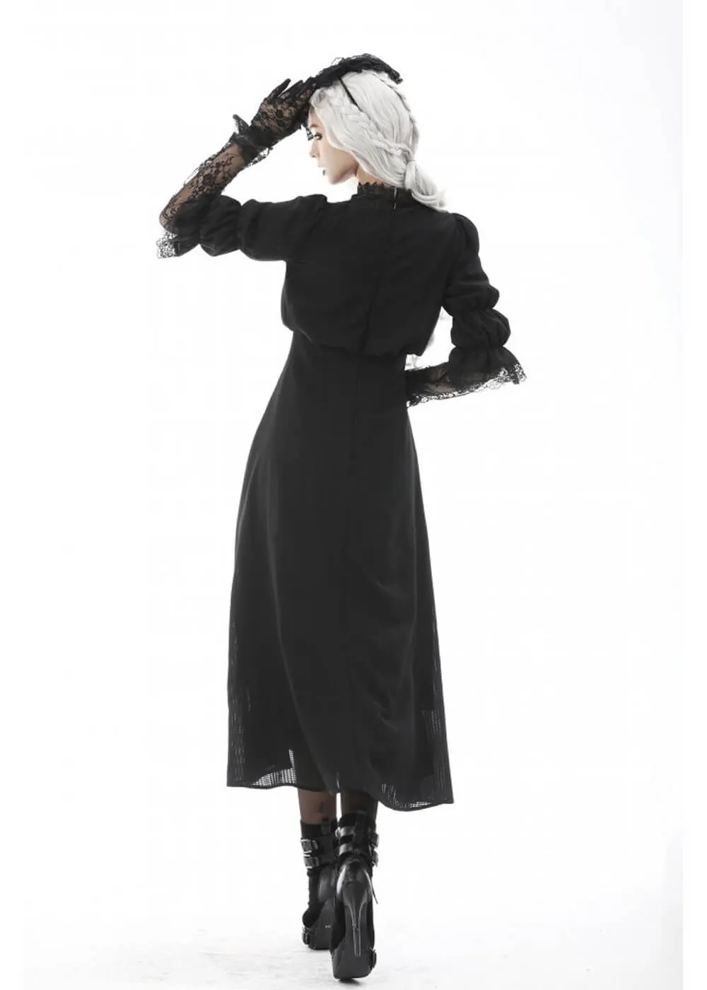 Dark In Love Haunted Mansion Midi Dress Black