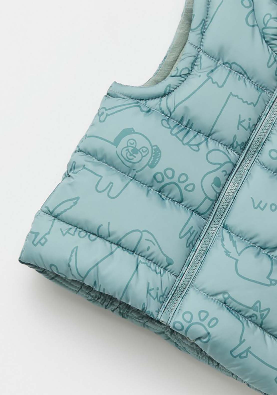 Dog Print Gilet - Green