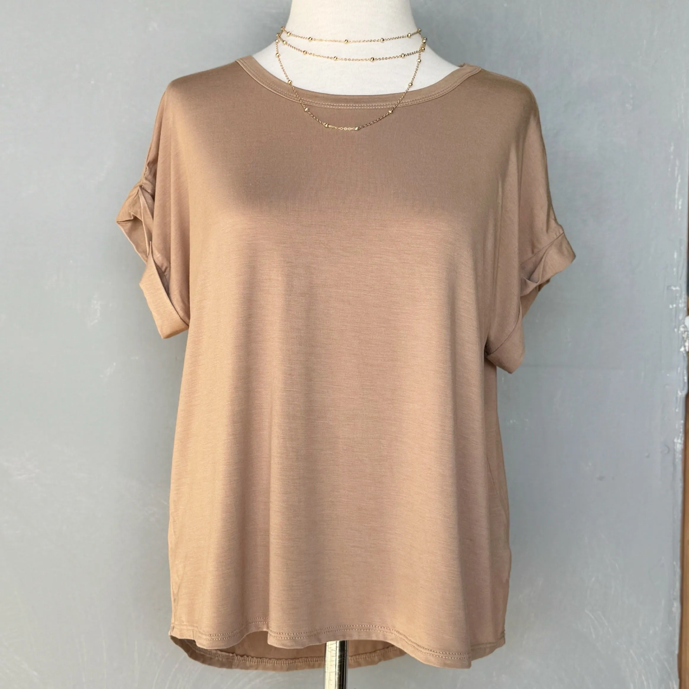 Elevated Round Neck Top Mocha