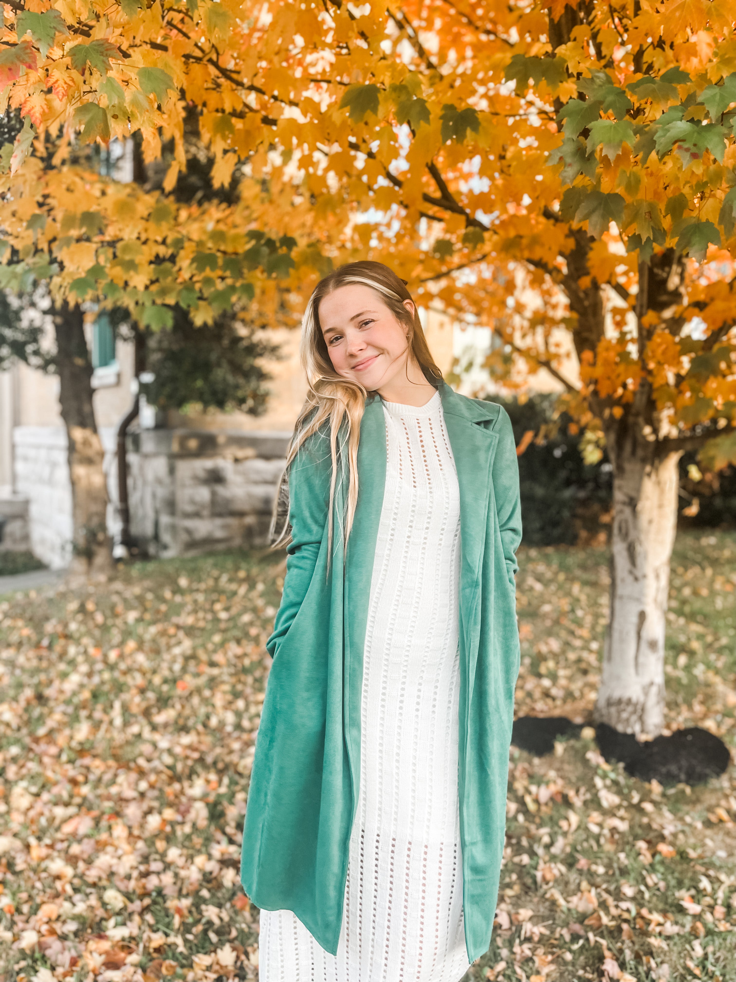 Emerald City Faux Suede Long Blazer