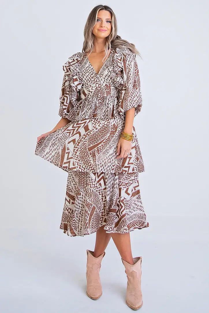 Geometric Tribal Midi Dress