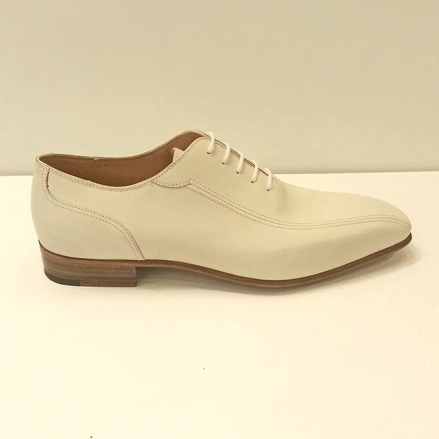 Gravati Lace Calfskin Double Seam Shoes Bianco