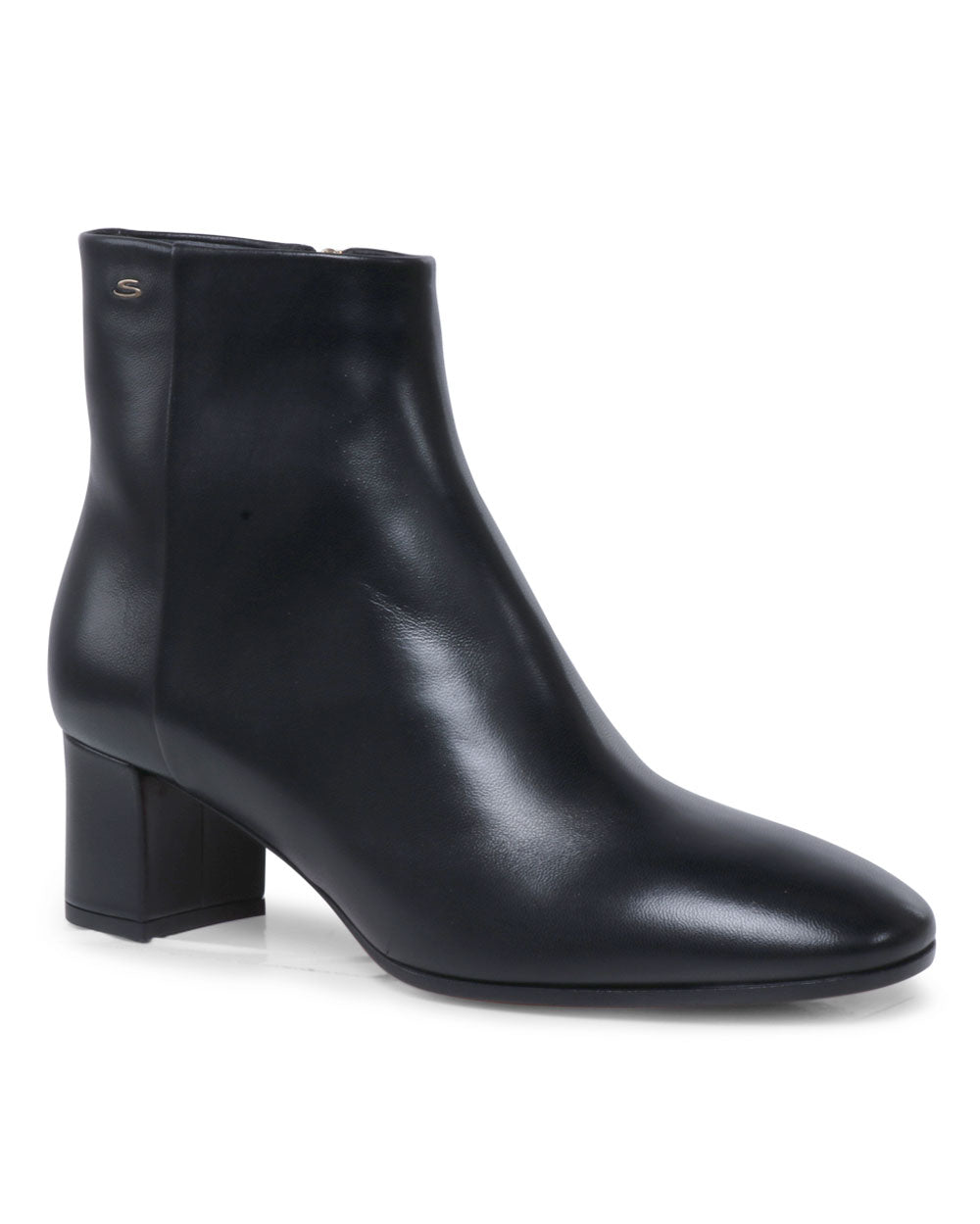 Halfrida Napa Zip Leather Ankle Bootie in Black