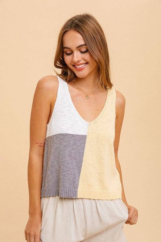 Hemmie Colorblock Knit Sweater Tank