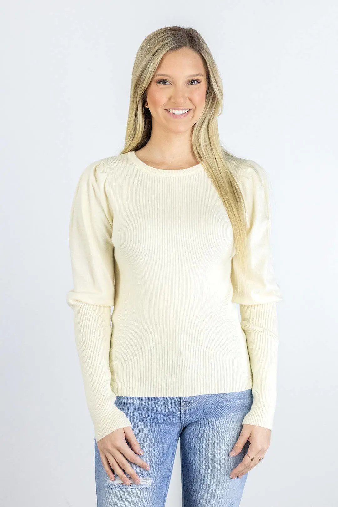 Ivory Puff Long Sleeve Top